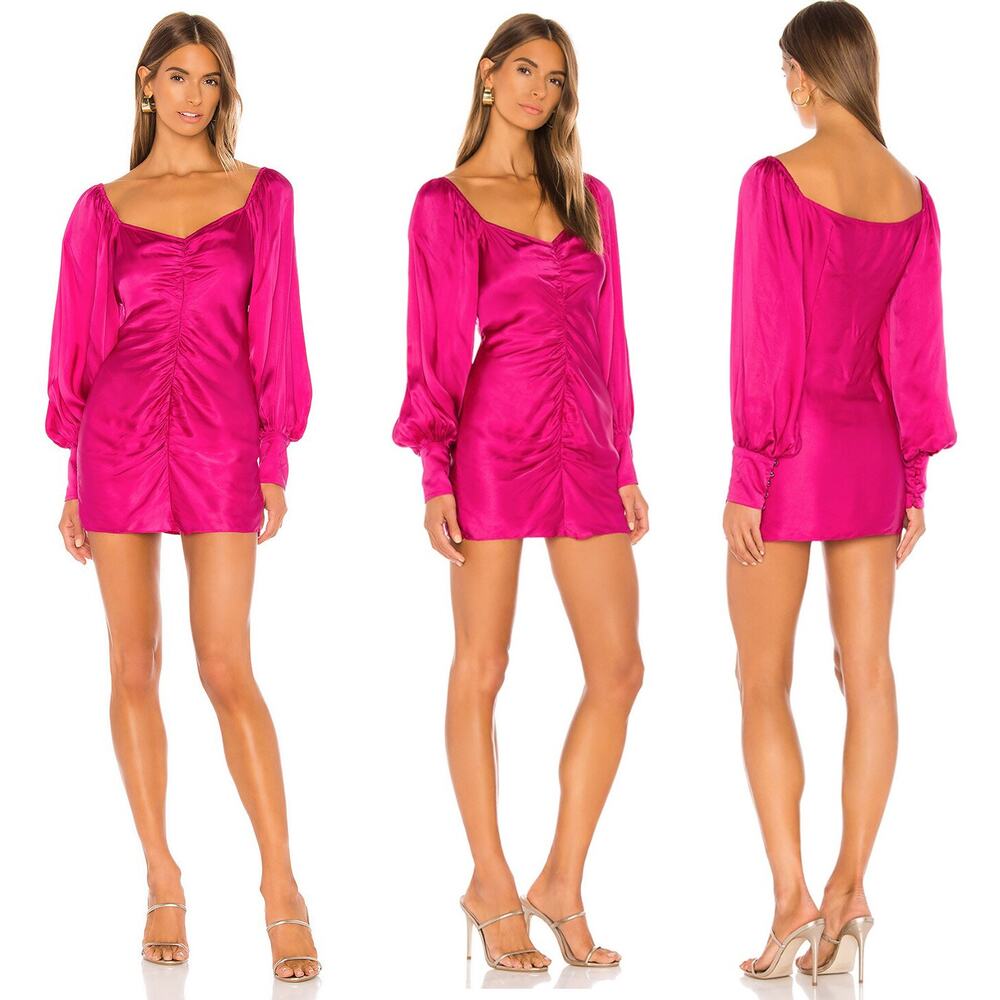 ROCOCO SAND NWT Poppy Satin Ruched Mini Dress Pink Size S Party / Birthday